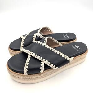 Aquatalia Sylvie Platform Espadrille Slide Sandal Women's Black Size US9 EU40